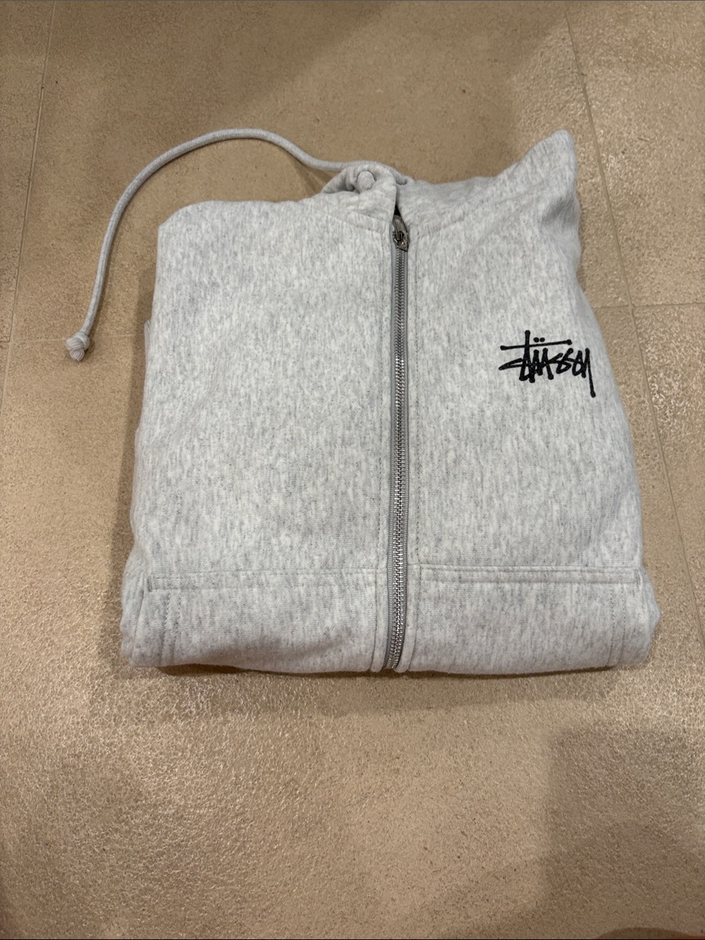 Stüssy Light Gray Zip-Up Hoodie